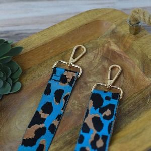 Turquoise Blue Black Leopard Crossbody Guitar Bag Purse Strap